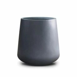 KANTE 11.81 in. x 12.2 in. Round Charcoal Finish Lightweight Concrete & Fiberglass Indoor Outdoor Planter with Drainage Hole