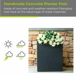 KANTE 26.8 in. Tall Charcoal Lightweight Concrete Modern Long and High Rectangle Planter -Vigoro Platers Store charcoal kante plant pots rf0111a c60121 4f 1000