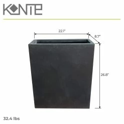 KANTE 26.8 in. Tall Charcoal Lightweight Concrete Modern Long and High Rectangle Planter -Vigoro Platers Store charcoal kante plant pots rf0111a c60121 c3 1000