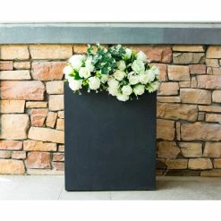 KANTE 26.8 in. Tall Charcoal Lightweight Concrete Modern Long and High Rectangle Planter -Vigoro Platers Store charcoal kante plant pots rf0111a c60121 e1 1000