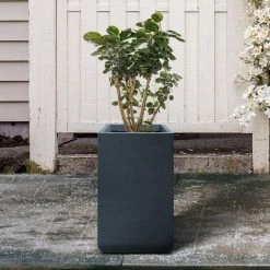 KANTE 27.6 in. H Square Charcoal Concrete and Fiberglass Tall Planter Outdoor Indoor Lightweight Plant Pots -Vigoro Platers Store charcoal kante plant pots rf0222c c60121 1f 1000