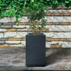 KANTE 27.6 in. H Square Charcoal Concrete and Fiberglass Tall Planter Outdoor Indoor Lightweight Plant Pots -Vigoro Platers Store charcoal kante plant pots rf0222c c60121 44 1000