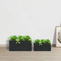 KANTE 31.4" & 23.6"L Rectangular Charcoal Finish Lightweight Concrete Long Planters w/Drainage Hole Set of 2, Outdoor/Indoor -Vigoro Platers Store charcoal kante plant pots rf0264ac c60121 1f 1000