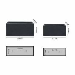 KANTE 31.4" & 23.6"L Rectangular Charcoal Finish Lightweight Concrete Long Planters w/Drainage Hole Set of 2, Outdoor/Indoor -Vigoro Platers Store charcoal kante plant pots rf0264ac c60121 c3 1000