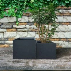 KANTE 17.3 in. W Square Charcoal Lightweight Concrete and Fiberglass Planters with Drainage Holes (Set of 2) 14 KANTE 17.3 in. W Square Charcoal Lightweight Concrete and Fiberglass Planters with Drainage Holes (Set of 2) -Vigoro Platers Store charcoal kante plant pots rf2015015bc c60121 fa 1000