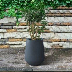 KANTE 10.63 in. x 13.78 in. Round Charcoal Lightweight Concrete and Weather Resistant Fiberglass Planter w/Drainage Hole 15 KANTE 10.63 in. x 13.78 in. Round Charcoal Lightweight Concrete and Weather Resistant Fiberglass Planter w/Drainage Hole -Vigoro Platers Store charcoal kante plant pots rf2015023c c60121 44 1000