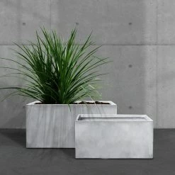 KANTE 31" and 23"L Rectangular Large Concrete Long Box Planters Set of 2, Outdoor/Indoor Strong UV Resistant w/Drainage Holes -Vigoro Platers Store concrete kante plant pots rf0104ab c81921 1f 1000