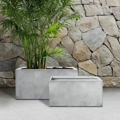 KANTE 31" and 23"L Rectangular Large Concrete Long Box Planters Set of 2, Outdoor/Indoor Strong UV Resistant w/Drainage Holes -Vigoro Platers Store concrete kante plant pots rf0104ab c81921 44 1000