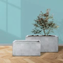 KANTE 31" and 23"L Rectangular Large Concrete Long Box Planters Set of 2, Outdoor/Indoor Strong UV Resistant w/Drainage Holes -Vigoro Platers Store concrete kante plant pots rf0104ab c81921 fa 1000