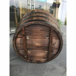 Vigoro 25.98 in. Dia x 16.54 in. H Round Wooden Barrel Planter -Vigoro Platers Store dark wood vigoro barrel planters hl6642 1d 1000