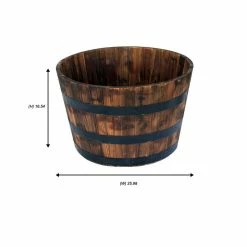 Vigoro 25.98 in. Dia x 16.54 in. H Round Wooden Barrel Planter -Vigoro Platers Store dark wood vigoro barrel planters hl6642 76 1000