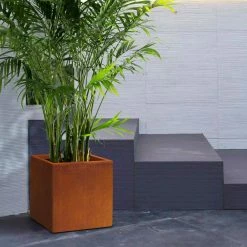 KANTE 16in.H Square Faux Weathering Steel Finish Lightweight Concrete Durable Elegant Planter w/Drainage Hole, Home and Garden -Vigoro Platers Store faux weathering steel kante plant pots rf0001c c91942 76 1000