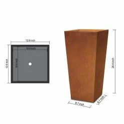 KANTE 24.4 in. H Rectangle Faux Weathering Steel Lightweight Concrete Tapered Tall Planter with Drainage Hole, Outdoor/Indoor -Vigoro Platers Store faux weathering steel kante plant pots rf0004c c91942 1f 1000