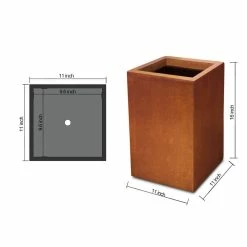 KANTE 16 in. H Faux Weathering Steel Finish Concrete Square, Modern Outdoor/Indoor Lightweight Planter Pot with Drainage Hole -Vigoro Platers Store faux weathering steel kante plant pots rf0007b c91942 c3 1000