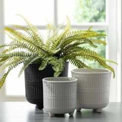 SULLIVANS Black, White & Gray Ceramic Planters - Set Of 3 -Vigoro Platers Store glaze sullivans plant pots cm2970 1f 1000