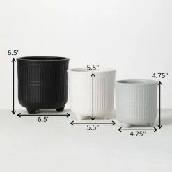 SULLIVANS Black, White & Gray Ceramic Planters - Set Of 3 -Vigoro Platers Store glaze sullivans plant pots cm2970 44 1000