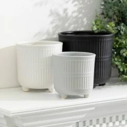 SULLIVANS Black, White & Gray Ceramic Planters - Set Of 3 -Vigoro Platers Store glaze sullivans plant pots cm2970 4f 1000