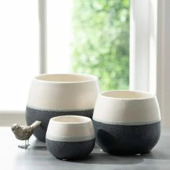 SULLIVANS Black And White Ceramic Pot - Set of 3 -Vigoro Platers Store glaze sullivans plant pots cm2971 1f 1000