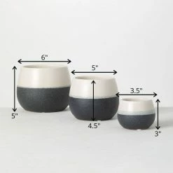 SULLIVANS Black And White Ceramic Pot - Set of 3 -Vigoro Platers Store glaze sullivans plant pots cm2971 44 1000