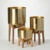 SULLIVANS Brass Planter On Stands - Set of 3 -Vigoro Platers Store gold sullivans plant pots n2714 64 1000