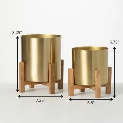 SULLIVANS Brass Planter On Stands - Set of 2 9 SULLIVANS Brass Planter On Stands - Set of 2 -Vigoro Platers Store gold sullivans plant pots n2715 1f 1000