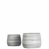 SULLIVANS Gray and White Ceramic Striped Planter - Set of 2 -Vigoro Platers Store gray and white sullivans plant pots cm2787 64 1000
