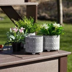 SULLIVANS Gray Geometric Print Cement Pot - Set of 3 11 SULLIVANS Gray Geometric Print Cement Pot - Set of 3 -Vigoro Platers Store gray patterned sullivans plant pots cmt1207 4f 1000