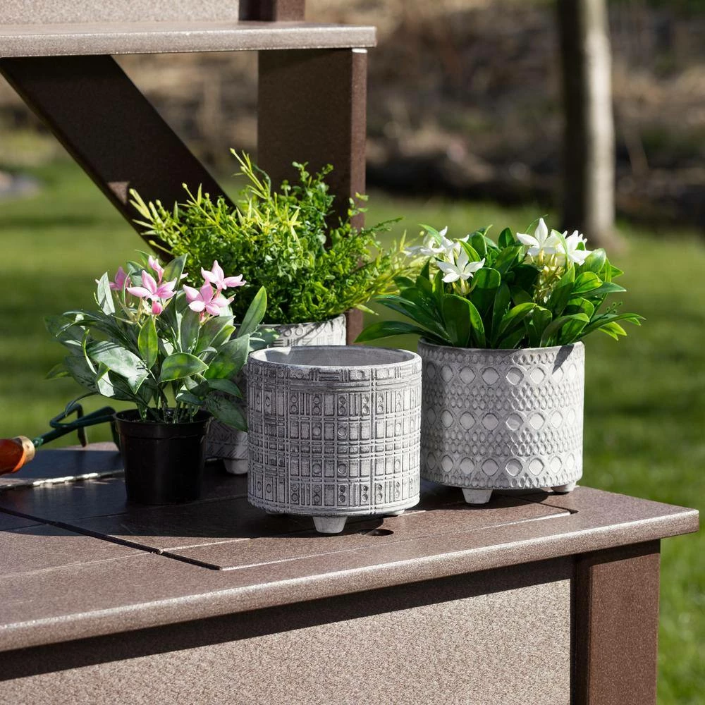 SULLIVANS Gray Geometric Print Cement Pot - Set of 3 5 SULLIVANS Gray Geometric Print Cement Pot - Set of 3 - Image 3