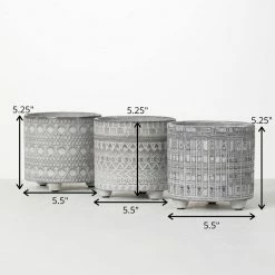 SULLIVANS Gray Geometric Print Cement Pot - Set of 3 15 SULLIVANS Gray Geometric Print Cement Pot - Set of 3 -Vigoro Platers Store gray patterned sullivans plant pots cmt1207 76 1000