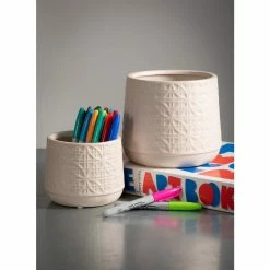 SULLIVANS Gray Ceramic Planter (Set of 2) -Vigoro Platers Store gray sullivans plant pots cm2943 4f 1000