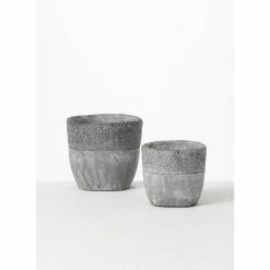 SULLIVANS Gray Cement Pot (Set of 2) -Vigoro Platers Store gray sullivans plant pots cmt1187 1f 1000