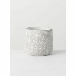 SULLIVANS Gray Patterned Cement Pot