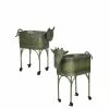 SULLIVANS Green Metal Farm Animal Planters (Set of 2) -Vigoro Platers Store green sullivans plant pots met1391 64 1000