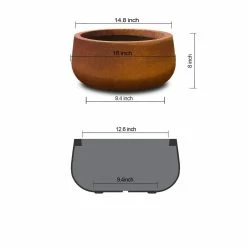 KANTE 16 in. Dia. Round Iron Oxide Concrete Bowl Planter, Outdoor Indoor Large Planter Pot with Drainage Hole 13 KANTE 16 in. Dia. Round Iron Oxide Concrete Bowl Planter, Outdoor Indoor Large Planter Pot with Drainage Hole -Vigoro Platers Store iron oxide kante plant pots rc0051b c80621 c3 1000