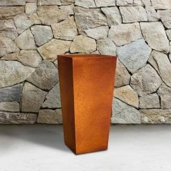 KANTE 28 in. H Iron Oxide Lightweight Concrete Tapered Planter with Drainage Hole, Large Outdoor/Indoor Tall Square Planter -Vigoro Platers Store iron oxide kante plant pots rf0229a s c80621 44 1000