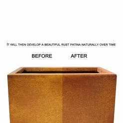 KANTE 28 in. H Iron Oxide Lightweight Concrete Tapered Planter with Drainage Hole, Large Outdoor/Indoor Tall Square Planter -Vigoro Platers Store iron oxide kante plant pots rf0229a s c80621 4f 1000