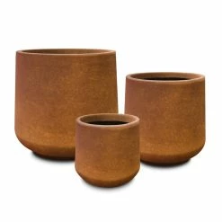 KANTE 17.3 in., 13.4 in., & 10.6 in. H Round Iron Oxide Concrete Planter (Set of 3) Outdoor Indoor Large Pots w/Drainage Holes -Vigoro Platers Store iron oxide kante plant pots rf2015022bcd c80621 1f 1000