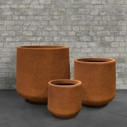KANTE 17.3 in., 13.4 in., & 10.6 in. H Round Iron Oxide Concrete Planter (Set of 3) Outdoor Indoor Large Pots w/Drainage Holes -Vigoro Platers Store iron oxide kante plant pots rf2015022bcd c80621 31 1000