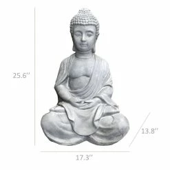 KANTE 25.6 in. H Natural Concrete/Fiberglass Indoor Outdoor Sitting Meditating Zen Buddha Statue -Vigoro Platers Store kante garden statues osp141006 c80021 31 1000
