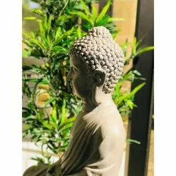 KANTE 25.6 in. H Natural Concrete/Fiberglass Indoor Outdoor Sitting Meditating Zen Buddha Statue -Vigoro Platers Store kante garden statues osp141006 c80021 44 1000