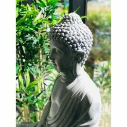 KANTE 25.6 in. H Natural Concrete/Fiberglass Indoor Outdoor Sitting Meditating Zen Buddha Statue -Vigoro Platers Store kante garden statues osp141006 c80021 4f 1000