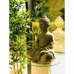 KANTE 25.6 in. H Natural Concrete/Fiberglass Indoor Outdoor Sitting Meditating Zen Buddha Statue -Vigoro Platers Store kante garden statues osp141006 c80021 66 1000