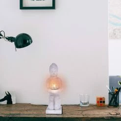 KANTE 12.8 in. H Gray Cement Buddha Garden Statue Tealight Candle Holder Ornament -Vigoro Platers Store kante garden statues sx20200175 4f 1000