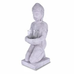 KANTE 12.8 in. H Gray Cement Buddha Garden Statue Tealight Candle Holder Ornament -Vigoro Platers Store kante garden statues sx20200175 fa 1000