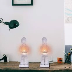 KANTE 12.8 in. H Gray Cement Buddha Garden Statue Tealight Candle Holder Ornament (2-Pack) 9 KANTE 12.8 in. H Gray Cement Buddha Garden Statue Tealight Candle Holder Ornament (2-Pack) -Vigoro Platers Store kante garden statues sx20200176 1f 1000