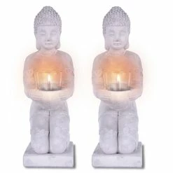 KANTE 12.8 in. H Gray Cement Buddha Garden Statue Tealight Candle Holder Ornament (2-Pack) 8 KANTE 12.8 in. H Gray Cement Buddha Garden Statue Tealight Candle Holder Ornament (2-Pack) -Vigoro Platers Store kante garden statues sx20200176 4f 1000