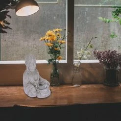 KANTE 6.5 in. H Gray Cement Sitting Buddha Garden Statue Tealight Candle Holder Ornament (2-Pack) -Vigoro Platers Store kante garden statues sx20200178 fa 1000