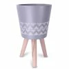 KANTE 17.4 in. Tall Light Gray Lightweight Concrete Classic Outdoor/Indoor Cylindrical Planter with 3 Wooden Legs -Vigoro Platers Store light gray kante plant pots 18h231 ct 64 1000