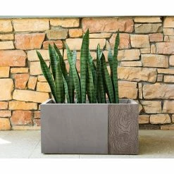 KANTE 31 in and 23 in. L Rectangular Lodgepole Concrete/Fiberglass Indoor Outdoor Elegant Long Planters (Set of 2) -Vigoro Platers Store lodgepole kante plant pots osf0219ab c81051 4f 1000