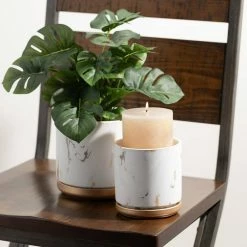 SULLIVANS Marbled White and Gold Terracotta Pot -Vigoro Platers Store marbled white and gold sullivans plant pots cmt1208 4f 1000